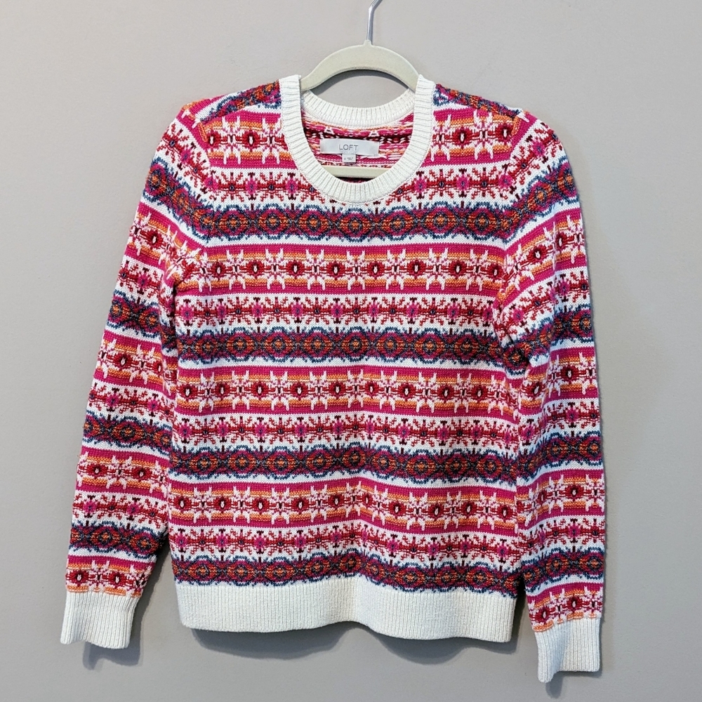 Loft Fair Isle Long Sleeve Sweater nwot